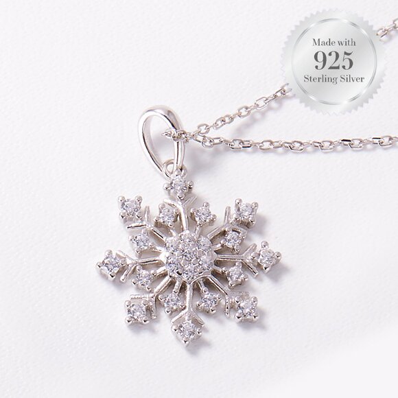 925 Sterling Silver Snowflake Necklace - Charmed Aroma Winter / Christmas - Picture 5 of 5